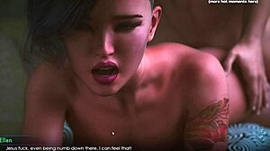 HD-video van een getatoeëerde meid die zuigt en haar maagdelijke kont laat neuken in een Hentai-game