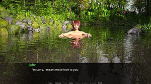 3Д порно игра: Јхонс еротска авантура са Одри и Лизи поред реке