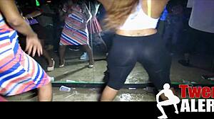 숨겨진 카메라가 나이트클럽에서 야생적인 춤과 엉덩이 흔들기를 촬영합니다