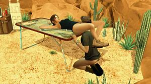 Parodija Tomb Raider v Sims 4 z egipčanskimi falosi usode
