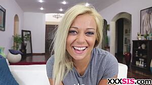 Blonda Kenzie Green se bucură de sex hardcore cu un cocoș monstruos